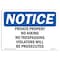 Signmission OSHA Sign, 18" H, 24" W, Rigid Plastic, Private Property No Hiking No Trespassing Sign, Landscape OS-NS-P-1824-L-17836 - alternate 1